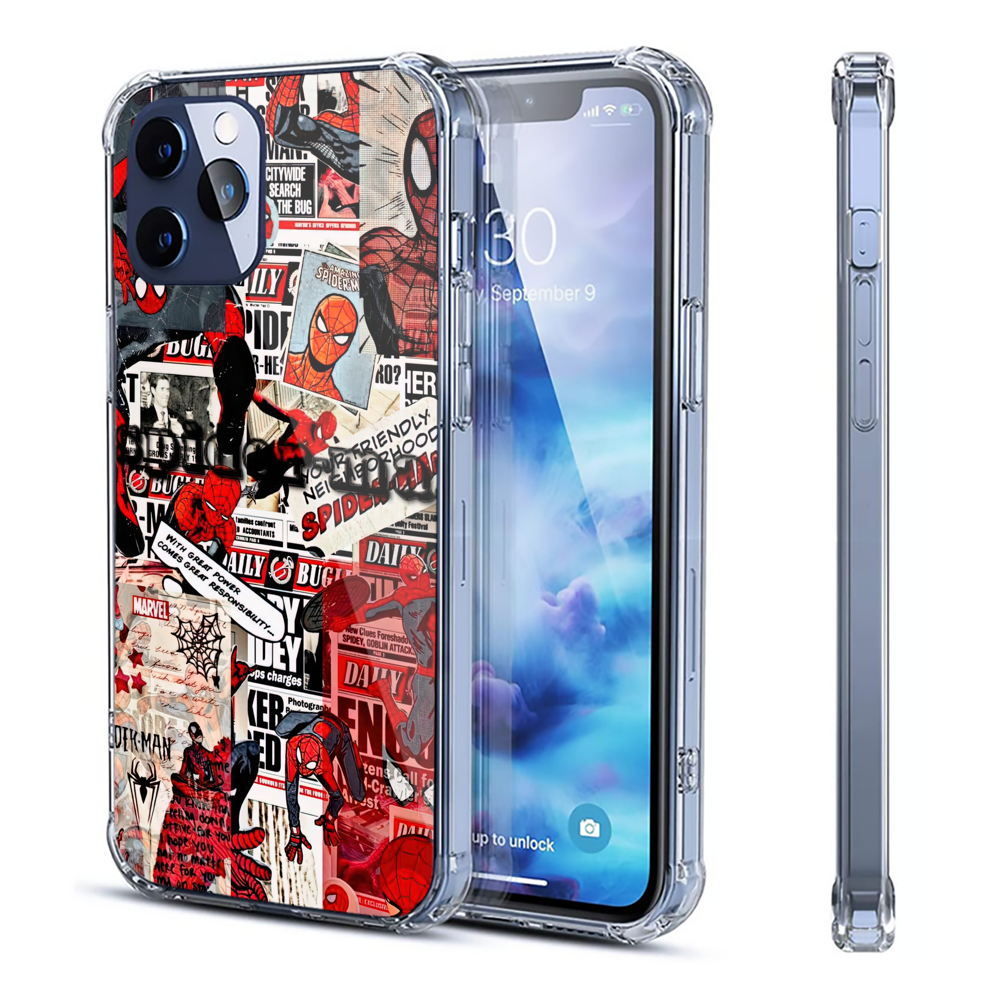 （画像用） Spider Man スパイダーマン 【iPhone 12シリーズ対応】透明スマホケース（クリアソフトケース）